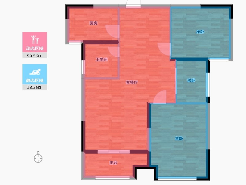 河南省-郑州市-吉地•澜花语12号楼建面111m2-86.46-户型库-动静分区