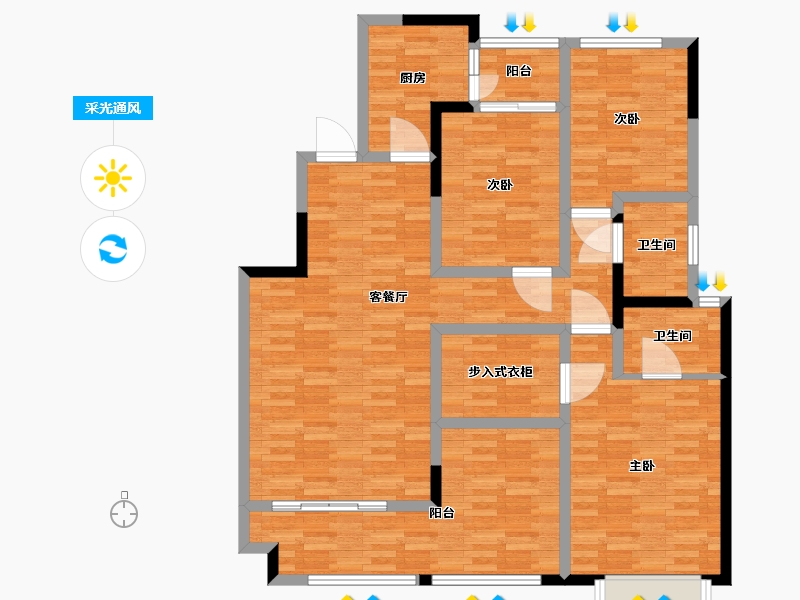 河南省-郑州市-佳润滨河佳园15号楼建面150m2-120.00-户型库-采光通风