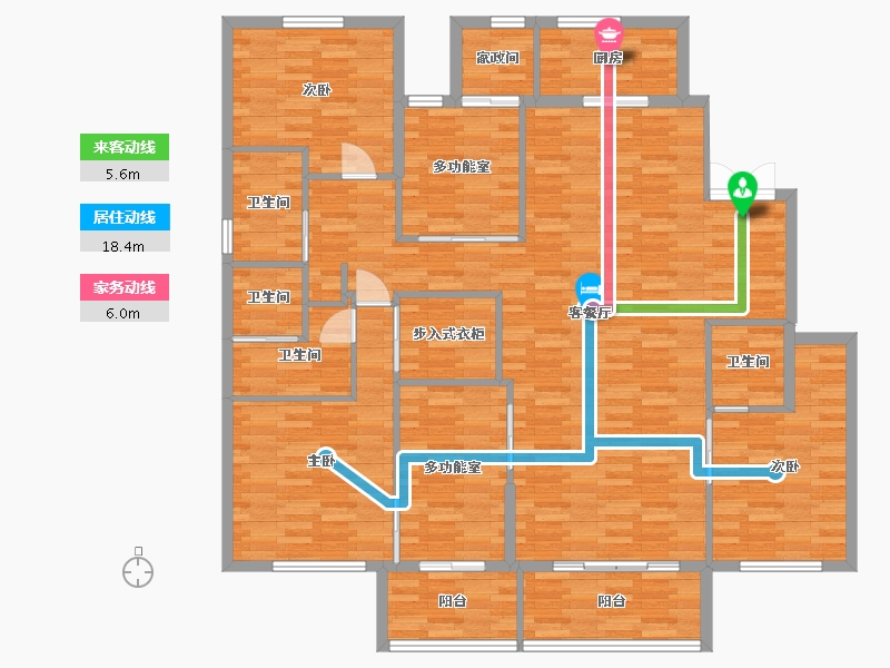 河南省-郑州市-碧源荣府建面195m2-156.00-户型库-动静线