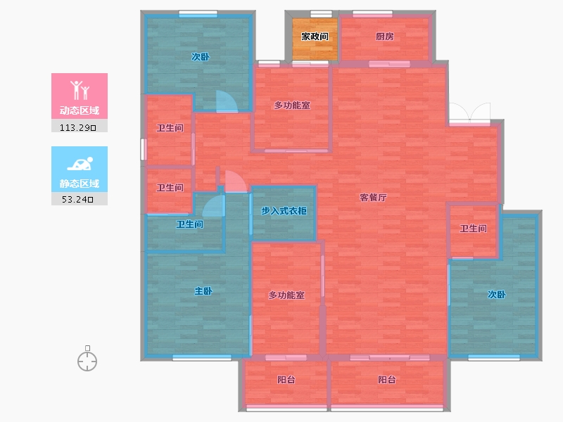 河南省-郑州市-碧源荣府建面195m2-156.00-户型库-动静分区