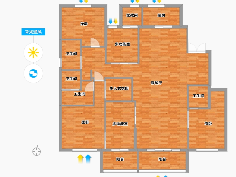 河南省-郑州市-碧源荣府建面195m2-156.00-户型库-采光通风