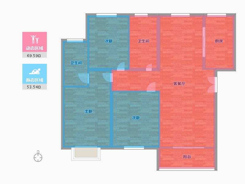 河南省-郑州市-鼎天東尚3A号楼建面140m2-112.00-户型库-动静分区