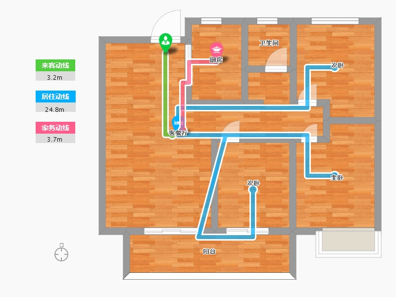 河南省-郑州市-东润城6号地8号楼1号楼3号楼6号楼9号楼建面95m2-76.00-户型库-动静线