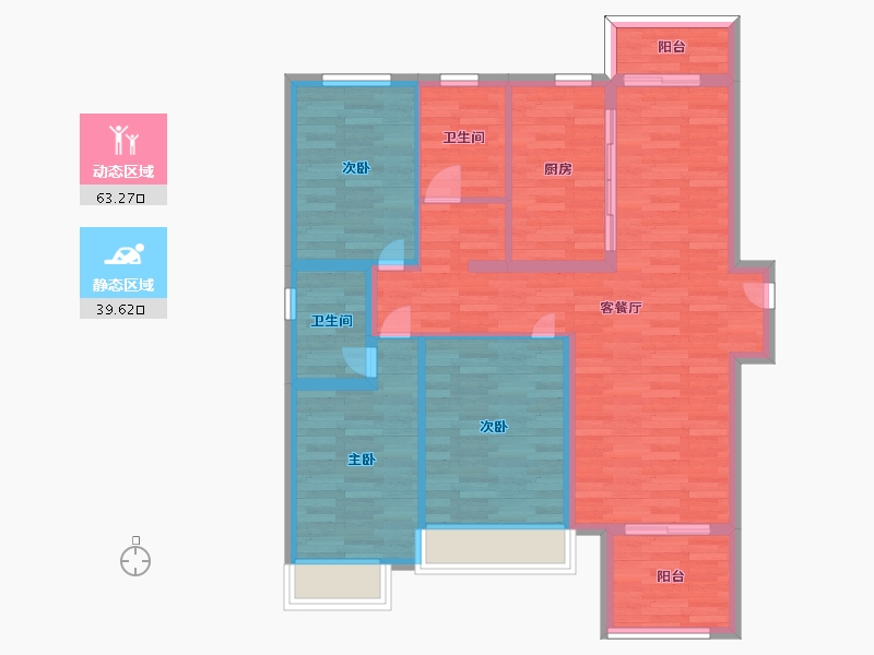 河南省-郑州市-东润城6号地8号楼1号楼3号楼6号楼9号楼11号楼建面115m2-91.99-户型库-动静分区