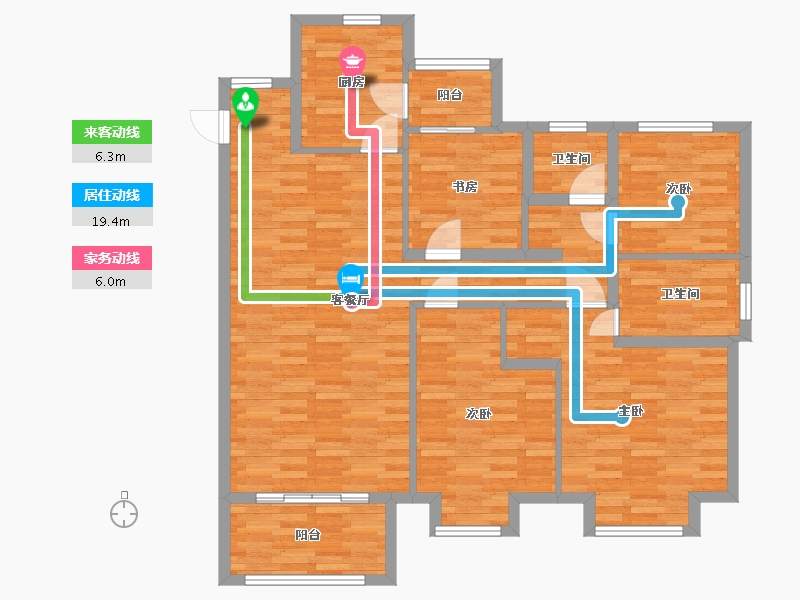 河南省-郑州市-东润城二期6号楼7号楼8号楼9号楼建面141m2-112.81-户型库-动静线