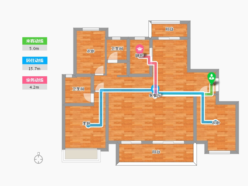 河南省-郑州市-东润城建面129m2-103.20-户型库-动静线