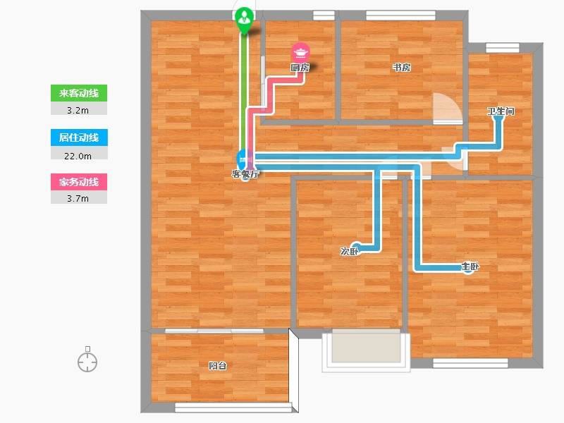 河南省-郑州市-东润城裕园1号楼2号楼3号楼4号楼5号楼6号地11号楼建面95m2-76.00-户型库-动静线