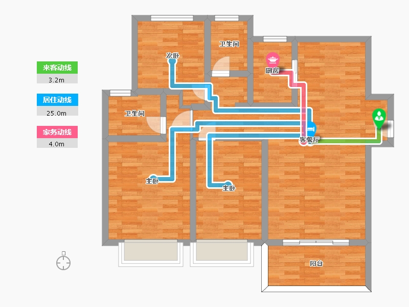 河南省-郑州市-东润城裕园1号楼建面107m2-85.60-户型库-动静线