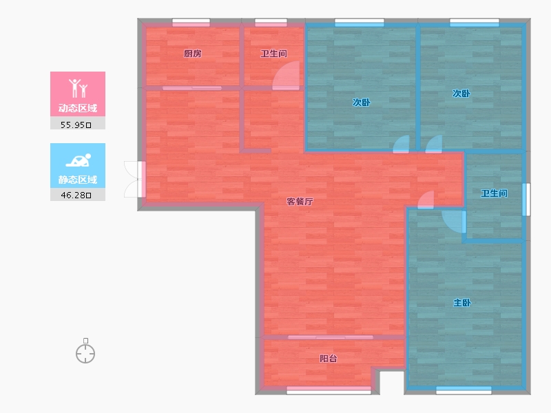 河南省-郑州市-格林上东22号楼建面117m2-93.60-户型库-动静分区