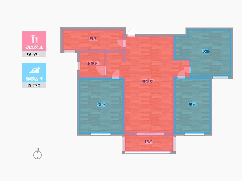 河南省-郑州市-格林上东建面114m2-91.20-户型库-动静分区