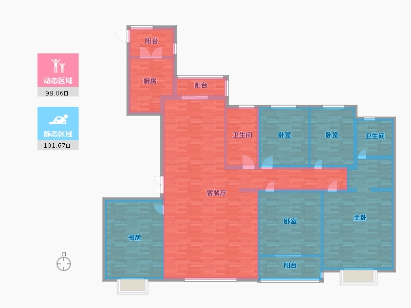 河南省-郑州市-广电天韵建面228m2-182.01-户型库-动静分区