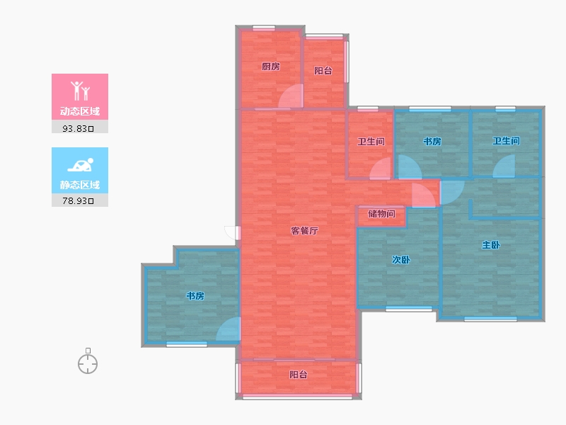 河南省-郑州市-恒大悦龙台建面200m2-160.01-户型库-动静分区