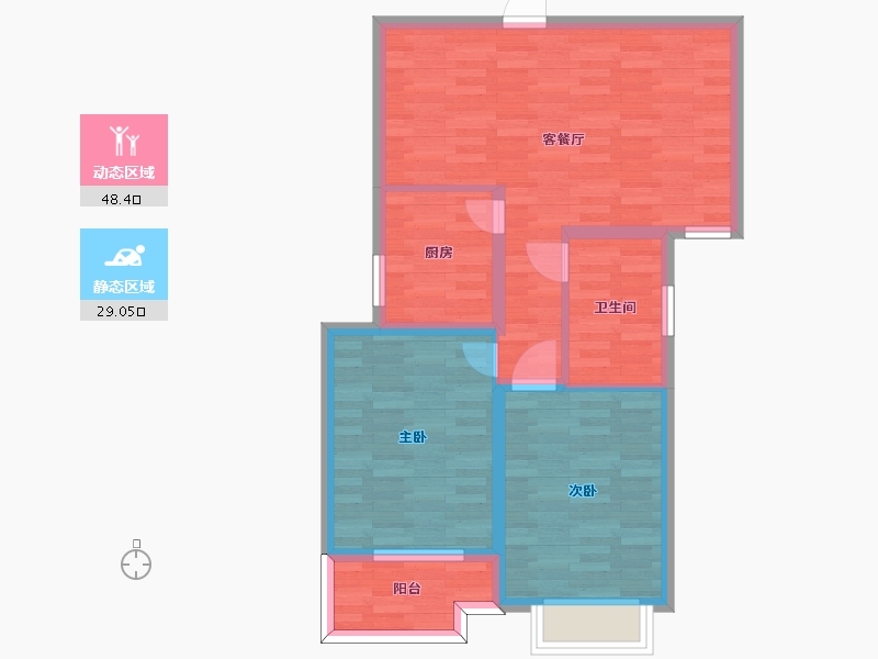 河南省-郑州市-宏光揽境3号楼,4号楼建面86m2-68.79-户型库-动静分区