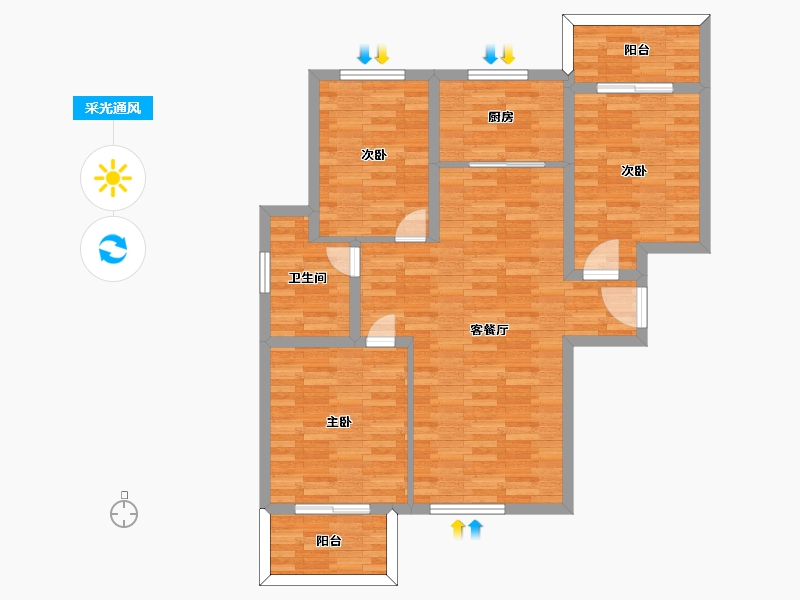 河南省-郑州市-宏光揽境3号楼,4号楼建面113m2-90.40-户型库-采光通风