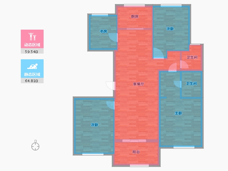 河南省-郑州市-蓝城玫瑰园建面141m2-112.81-户型库-动静分区