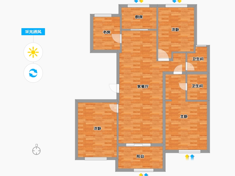 河南省-郑州市-蓝城玫瑰园建面141m2-112.81-户型库-采光通风