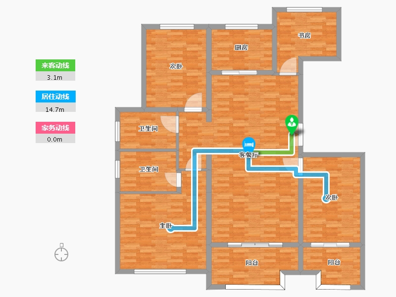 河南省-郑州市-蓝城玫瑰园建面170m2-136.00-户型库-动静线