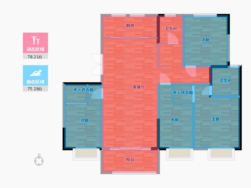 河南省-郑州市-佳润滨河佳园13号楼,14号楼建面173m2-138.41-户型库-动静分区