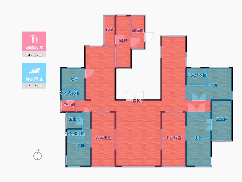 河南省-郑州市-建业天筑建面603m2-482.40-户型库-动静分区