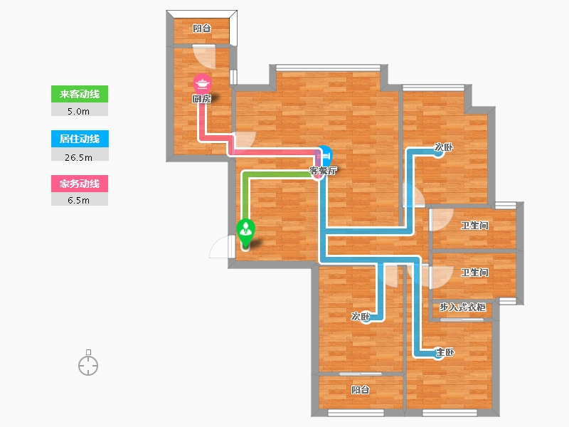 河南省-郑州市-建业天筑1号楼建面155m2-94.23-户型库-动静线