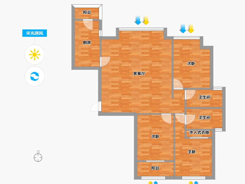 河南省-郑州市-建业天筑1号楼建面155m2-94.23-户型库-采光通风