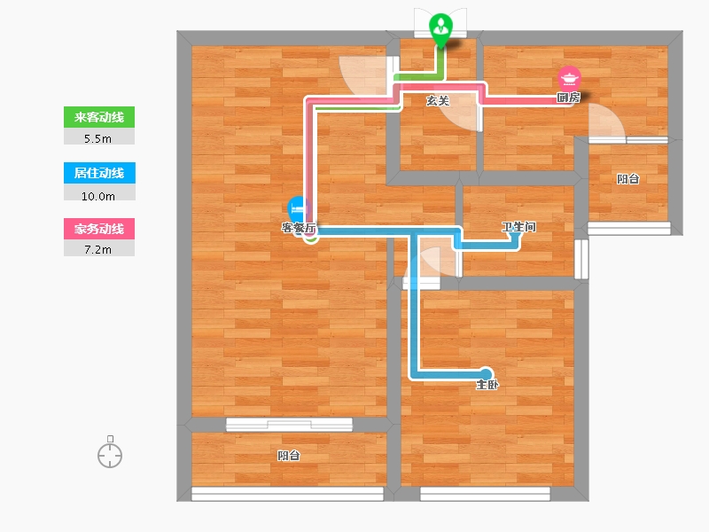 河南省-郑州市-建业天筑4号楼8号楼建面87m2-52.77-户型库-动静线