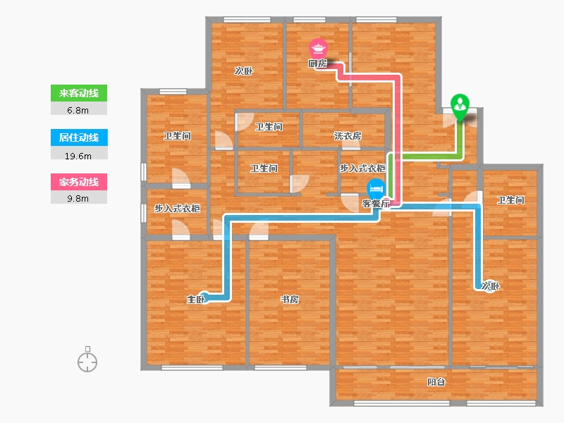 河南省-郑州市-金领九如意建面269m2-218.60-户型库-动静线