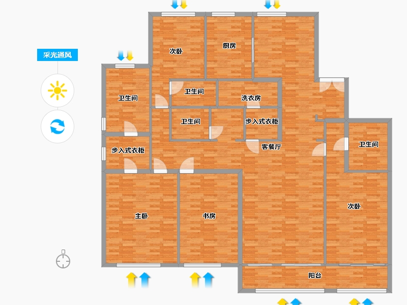 河南省-郑州市-金领九如意建面269m2-218.60-户型库-采光通风