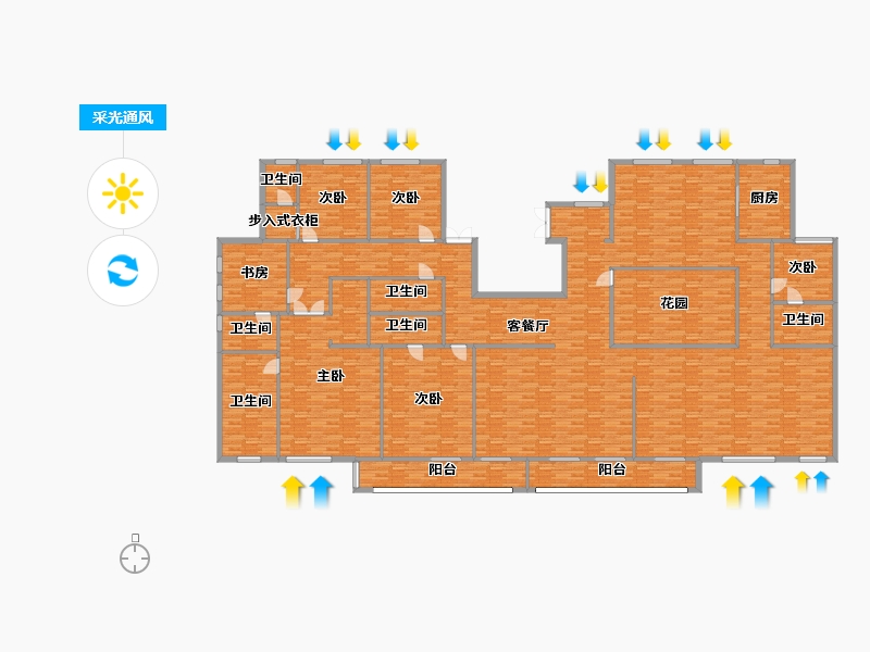 河南省-郑州市-金领九如意建面453m2-391.97-户型库-采光通风