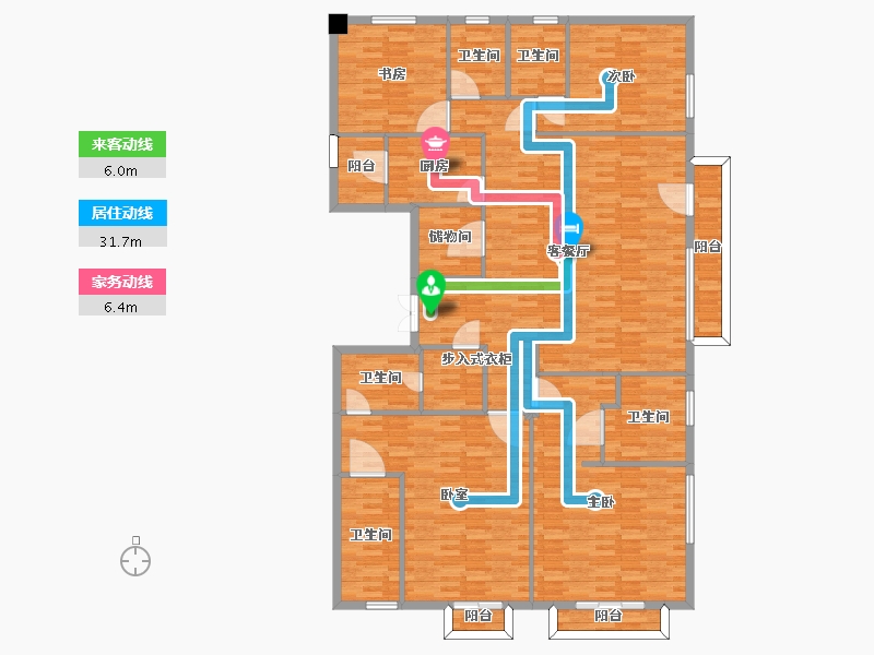 河南省-郑州市-永威上和院建面237m2-189.60-户型库-动静线