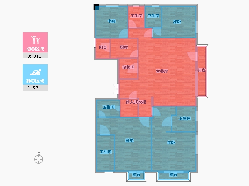 河南省-郑州市-永威上和院建面237m2-189.60-户型库-动静分区