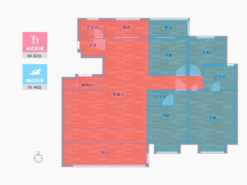 河南省-郑州市-正商善水上境建面200m2-160.01-户型库-动静分区