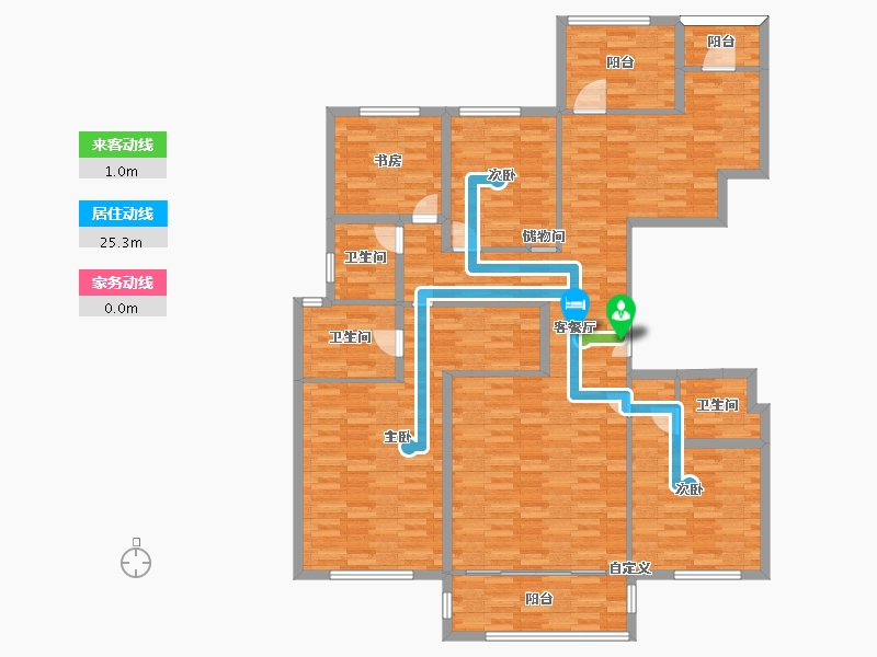 河南省-郑州市-中建柒號院建面185m2-154.69-户型库-动静线