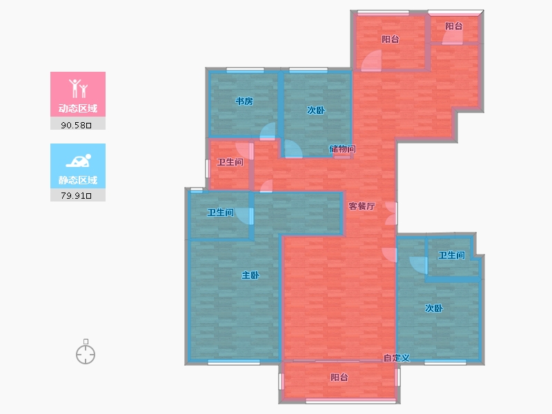 河南省-郑州市-中建柒號院建面185m2-154.69-户型库-动静分区