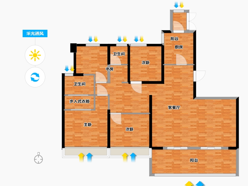 河南省-郑州市-正商善水上境建面203m2-162.40-户型库-采光通风