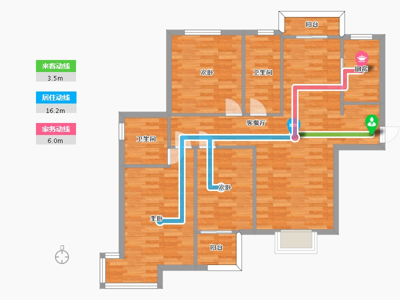 河南省-郑州市-郑东尚庭3号楼建面116m2-92.80-户型库-动静线