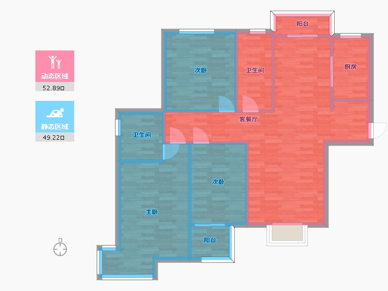 河南省-郑州市-郑东尚庭3号楼建面116m2-92.80-户型库-动静分区