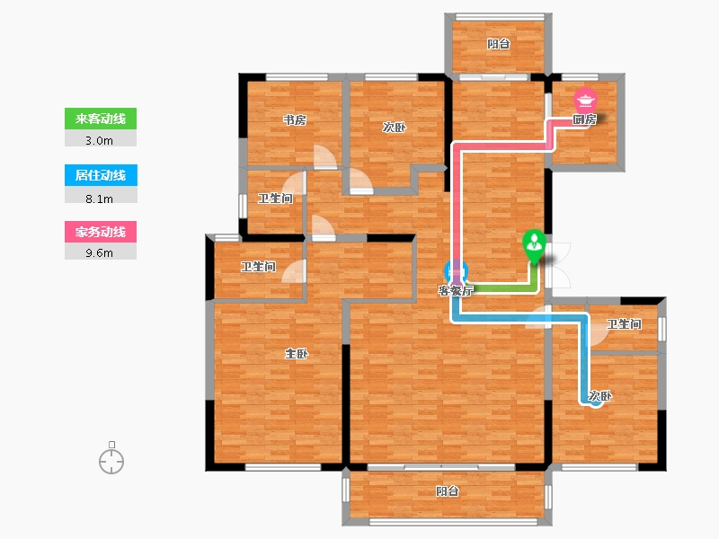 河南省-郑州市-中建柒號院建面205m2-168.71-户型库-动静线