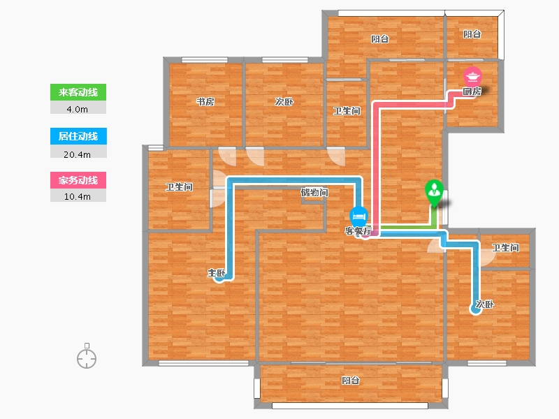 河南省-郑州市-中建柒號院建面233m2-204.67-户型库-动静线