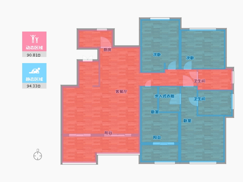 河南省-郑州市-蓝城玫瑰园建面211m2-168.80-户型库-动静分区