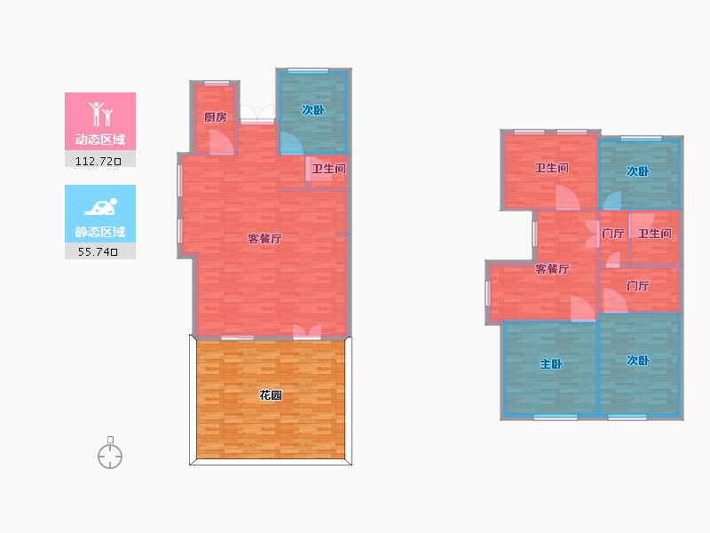 河南省-郑州市-蓝城玫瑰园建面236m2-188.80-户型库-动静分区