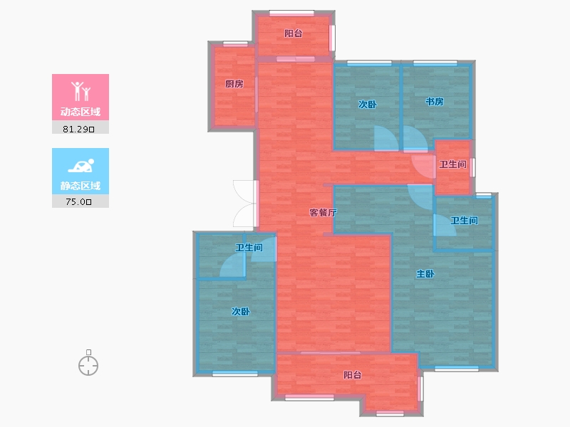 河南省-郑州市-荣盛华府建面180m2-144.01-户型库-动静分区