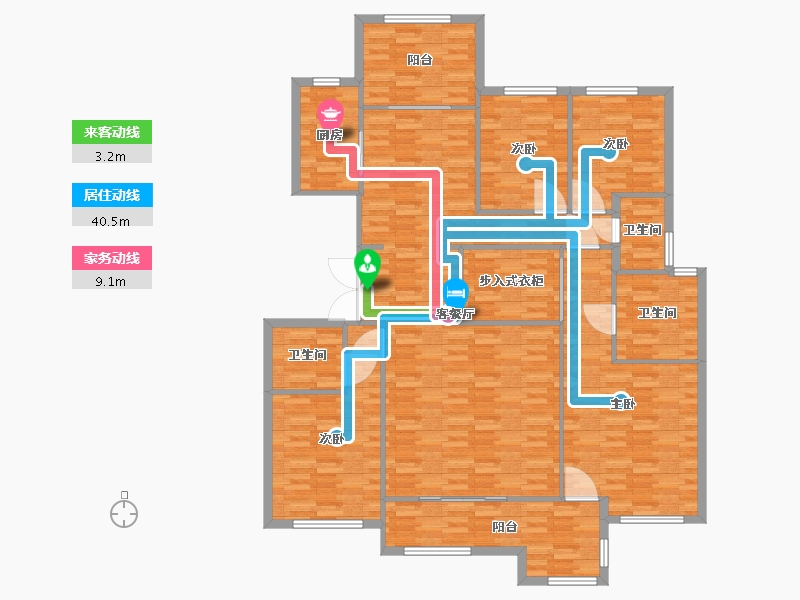 河南省-郑州市-荣盛华府建面202m2-161.61-户型库-动静线