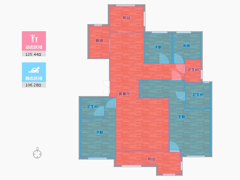 河南省-郑州市-荣盛华府建面270m2-216.00-户型库-动静分区