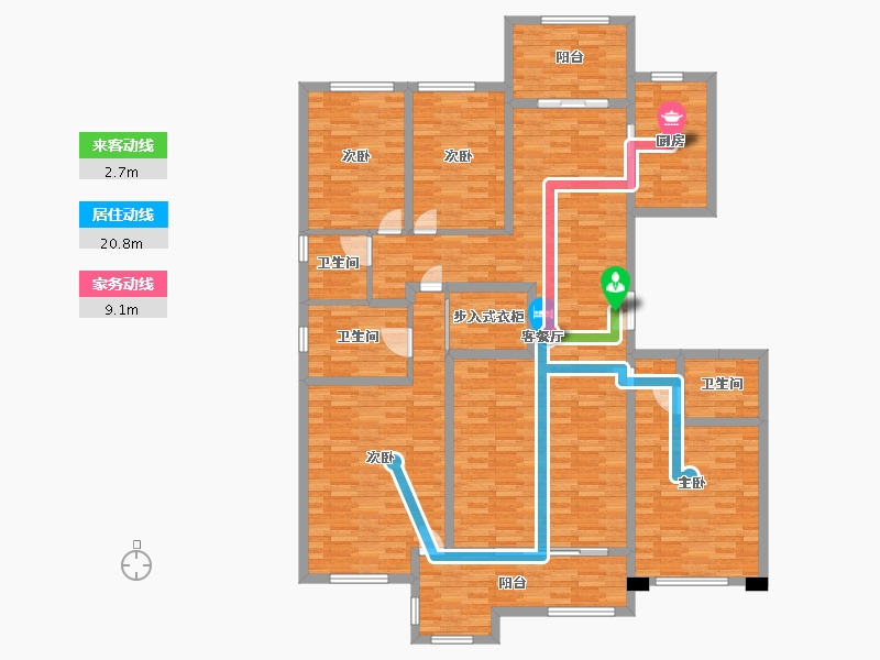 河南省-郑州市-荣盛华府建面206m2-171.41-户型库-动静线