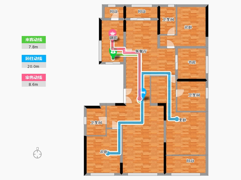 河南省-郑州市-融创中原壹号院建面215m2-171.18-户型库-动静线