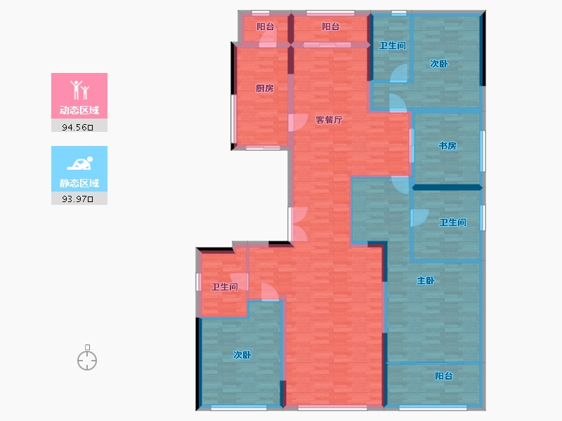 河南省-郑州市-融创中原壹号院建面215m2-171.18-户型库-动静分区