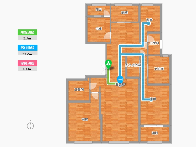 河南省-郑州市-融创中原壹号院建面191m2-141.27-户型库-动静线