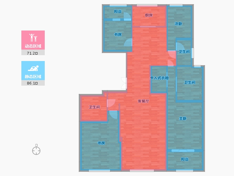 河南省-郑州市-融创中原壹号院建面191m2-141.27-户型库-动静分区