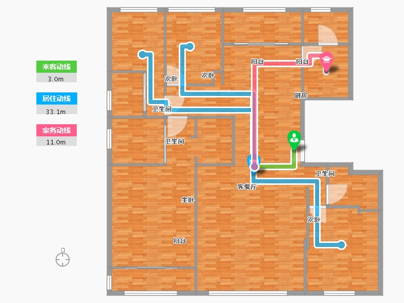 河南省-郑州市-融创中原壹号院建面249m2-199.21-户型库-动静线